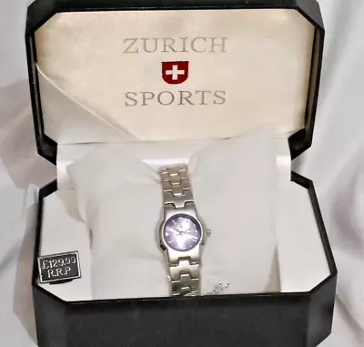 ZURICH SPORTS Ladies Purple Dial Stainless Steel Quartz Watch - Working • £20