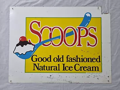 SCOOPS Good Old Fashioned Natural Ice Cream Genuine Vintage Screen Print Sign • $159