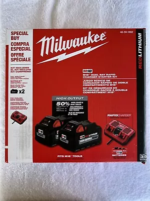 Milwaukee M18 18V Dual Bay Charger W/ (2) 8Ah HIGH OUTPUT Batteries (48-59-1882) • $350
