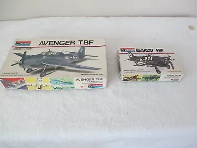 1973 Vintage Monogram Avenger Tbf 1/48 Scale Model Kit  + Bearcat F8f • $34.99