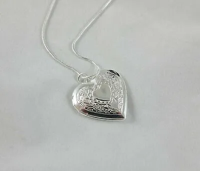 Silver Plated Heart Necklace Locket Photo Picture Pendant 18   N1 Lab-Created • $3.87