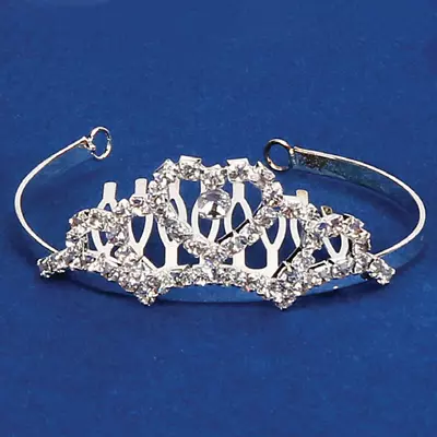 MINI TIARA Heart Shape Austrian Crystal Rhinestone Silver Plated Metal S4505 • $4.17