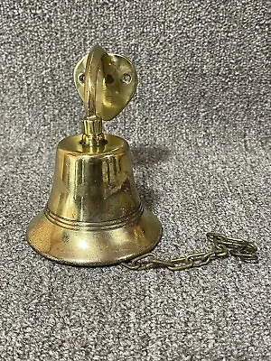 Vintage Nautical Brass Decorative Wall Mount Bell With Chain • $18