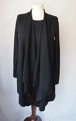 Kenar 100% Extrafine Merino Wool Sweater Short Dress Front Drape Panels Black XS • $25