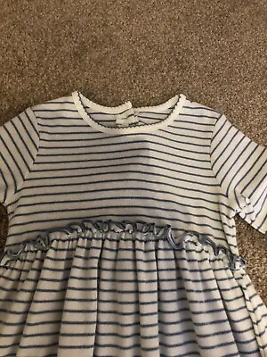 Girls Mamas And Papas Blue And White Stripey Dress Brand New With Tags • £5