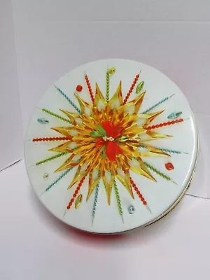 Vintage 1960’s Rainbow Starburst Fruitcake Christmas Tin • $10