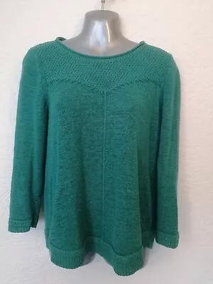 Ladies Green Linen Cotton Nylon Blend White Stuff Jumper Size 12 - Barely Used • £16.50