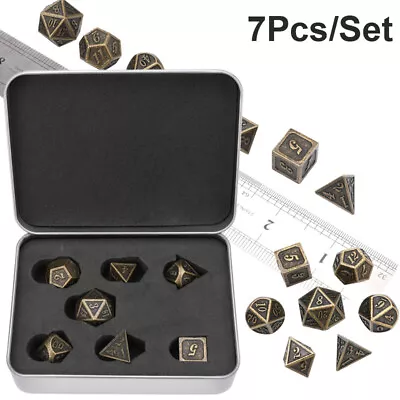 Metal Dice Set D&D 7 Die Metal Polyhedral Dice Set With Gift Metal Box For DND • $11.99