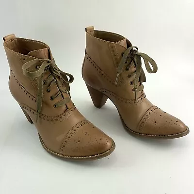 $99 • Buy Anthropologie Schuler & Sons Philadelphia Women 8 Tan Leather Ankle Lace Up Boot