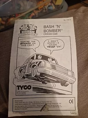 Crash Dummies TYCO Bash N Bomber Instructions Only  • £4.99