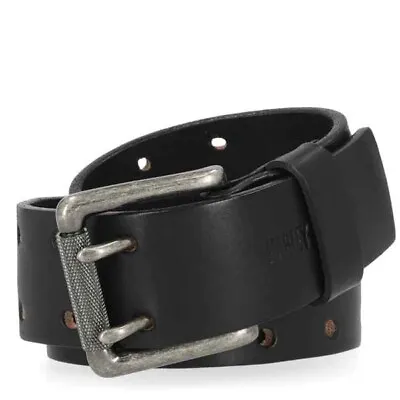 Harley-Davidson Men's Double Prong Antique Nickel Punch Hole Leather Belt 32/34 • $45