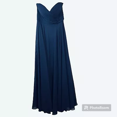 Jenny Yoo Size 4 Dress Formal Navy Blue Prom Bridesmaid Strapless Elegant • £96.42