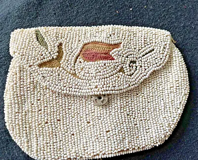 Antique  French Seed Beads Evening Bag Art Deco Very Old Beaded Hand Hold • $10.99