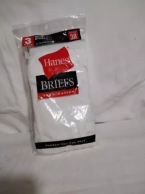 Vintage 2003 New Hanes 3 Pack Mens Briefs Size 38 Gray Waistband New • $10