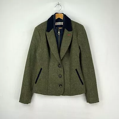 Jack Murphy Tweed Jacket Womens 8 Green Shetland Wool Hacking Blazer Zip Liner • £65