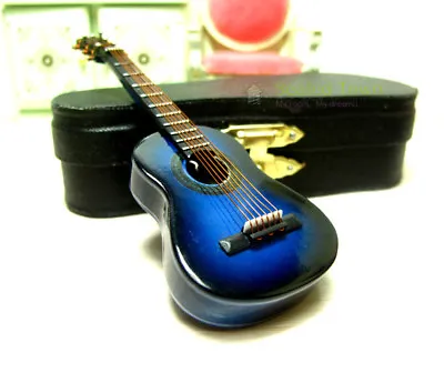 1:12 Mini Acoustic Guitar Miniature Musical Instrument Dollhouse Toy Case Blue • $11.54