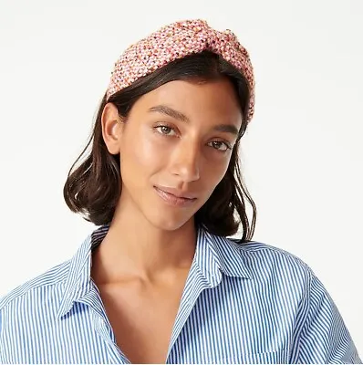 NWT J. Crew Women Pink Wool Tartan Plaid Check Turban Knot Headband  • $19.98