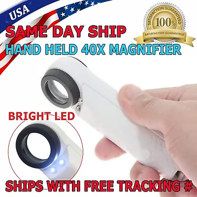 40X Magnifying Magnifier Glass Jeweler Eye Jewelry Loupe Loop With 2 LED Light • $6.99
