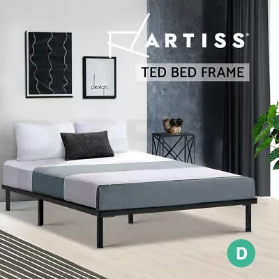$114.95 • Buy Artiss Metal Bed Frame Double Size Mattress Base Platform Wooden Black TED