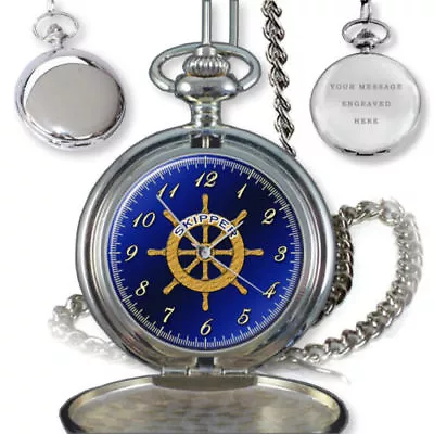 Skipper Marine Boat Nautical Quartz Mens Pocket Watch Birthday Gift Engraved • $41.01