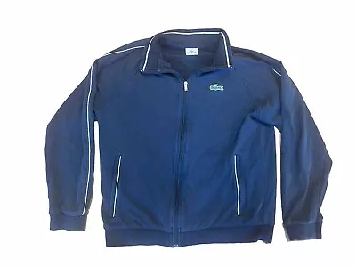 VTG 90's Lacoste Sport Men Navy Full Zip Large Crocodile Logo Track Jacket Sz 6 • $24.95