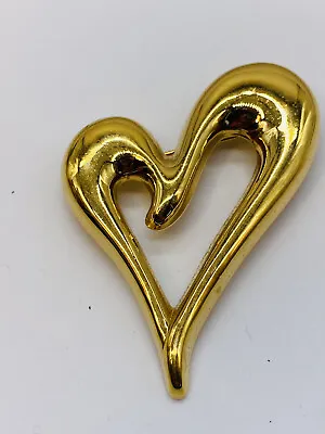 Large Vintage Monet Heart Pin Brooch Modernist Sculptural Gold Valentine's Day • $9.99