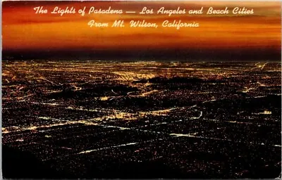 Mt Wilson CA Night View Lights Of Pasadena Los Angeles Beach Cities Postcard JQ2 • $7.99