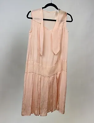 Vintage Antique 1920s Pale Pink Silk Flapper Dress With Necktie As Is Condition • $80