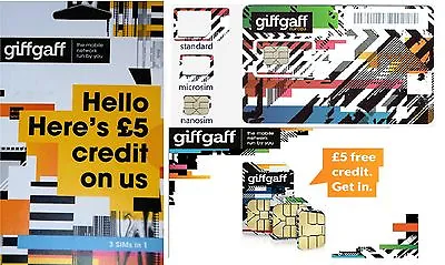 Giffgaff Pay As You Go Nano Sim Card Iphone 5 6 7 + Plus Samsung S7 S6 Edge Sony • £0.99