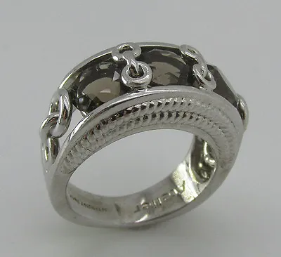 $60 • Buy Anthony Nak Atelier 925 Sterling  Silver  Smoky Quartz  Chain Band Size 6.5 Ring