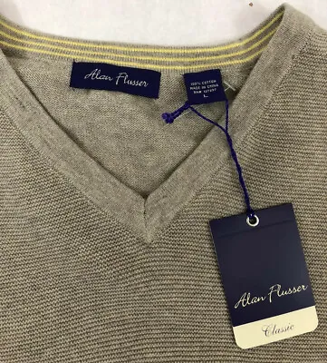 Mens Alan Flusser Cotton V Neck Sweater Vest New With Tags Size Large • $29