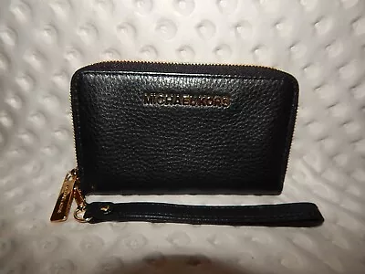 Michael Kors 32F5GBFE3L Wallet Wristlet Smart Phone Black Pebbled Leather Case • $36