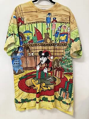 Disney Jou Jou Sequin Christmas Mickey Mouse Pluto Short Sleeve Tee Top Size XL • $24.99