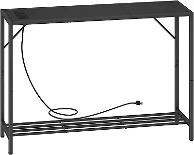 Console Table With Power Outlets And USB Ports 41.7  Industrial Entryway Table  • $152.88