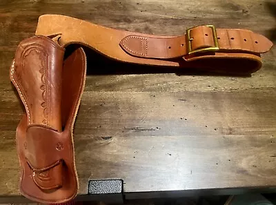 Vintage Premium Full Grain Saddle Leather Belt With Single Hoop Holster • $79
