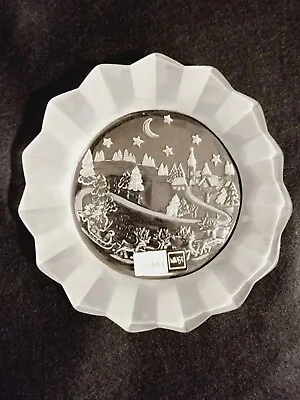 Mikasa Christmas Silent Night Frosted Glass Serving Dish Plate Platter - Germany • $16.99