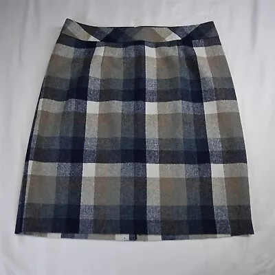 NEW Chadwicks Of Boston 14 Blue Plaid Tweed Wool Womens Straight Skirt • £24.12