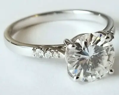 3 Ct Round Cut VVS1 Moissanite Engagement Ring Solid 14K White Gold For Her • $423.27