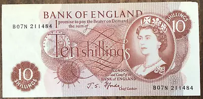 Great Condition 10 Shilling Queen Elisabeth Bank Note J S Fforde • £3