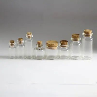 Wholesale 0.5--10ML Tiny Clear Glass Bottles Empty Glass Bottle With Cork Vials • $3.98