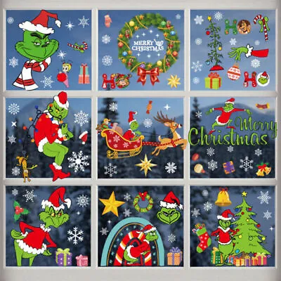 £7.99 • Buy Christmas Removable Window Sticker Grinch's Themed Decal Home Wall Shop Decor 