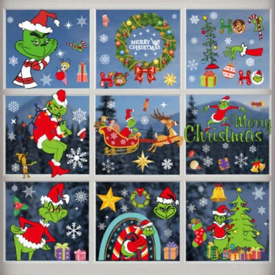 £7.99 • Buy Christmas Removable Window Sticker Grinch's Themed Decal Home Wall Shop Decor 