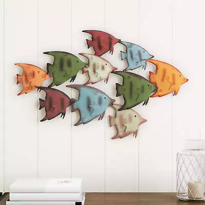 Fish Wall Art School Nautical 3D Metal Hanging Decor • $43.15