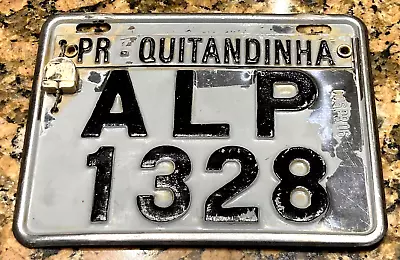 Brazil MOTORCYCLE License Plate Quitandinha Paraná With Seal Foreign Tag Brasil • $39.99