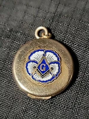 Antique 14k Gold Masonic Watch Fob Picture Locket Pendant Enamel Logo 10.3 Gram • $599.99