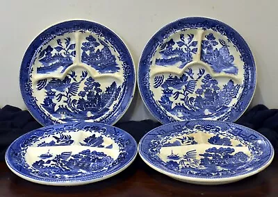 Moriyama Plate Set Blue White Porcelain Sectional Grill Japan • $21.99