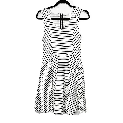 Lush L White Black Striped Sleeveless Womens Skater Dress  • $18