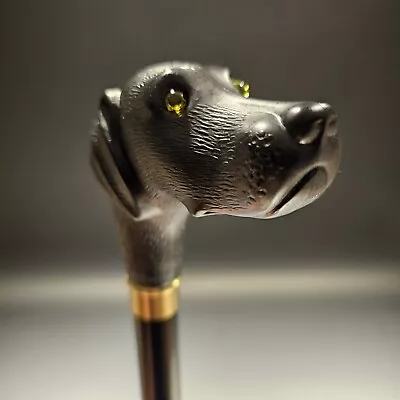 36  Antique Style Black Lab Dog Head Walking Stick Cane • $120