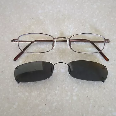 Flexon By Marchon 617 Coffee Brown Eyeglasses Frame W/ Clip-on 47-20-140 • $23.99