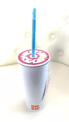 $26 • Buy New DUNKIN DONUTS  24oz White Stainless Steel Travel Mug/Tumbler Sprinkles 